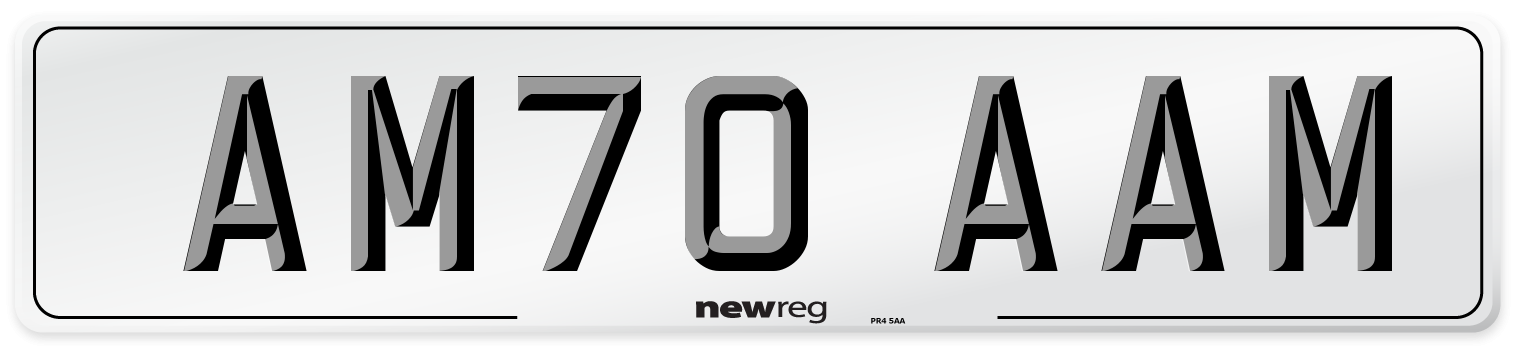 AM70 AAM Number Plate from New Reg